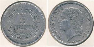 5 Франк French Fourth Republic  (1946-1958) Алюміній 