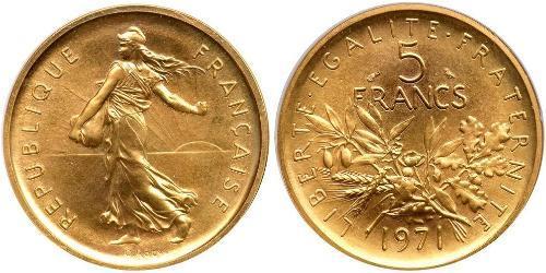 5 Франк French Fifth Republic (1958 - ) Золото 