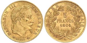 5 Франк Second French Empire (1852-1870) Золото Наполеон ІІІ Бонапарт (1808-1873)
