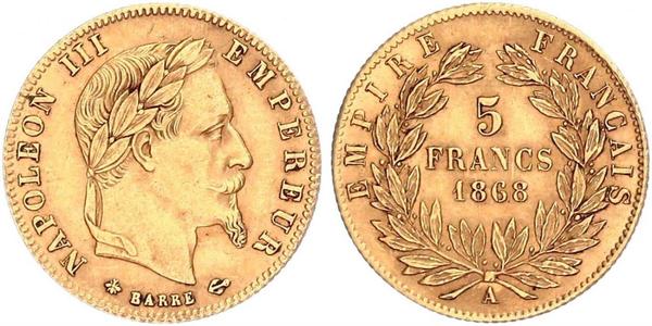 5 Франк Second French Empire (1852-1870) Золото Наполеон ІІІ Бонапарт (1808-1873)