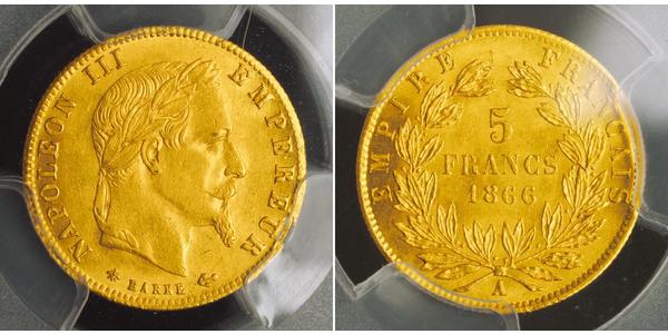 5 Франк Second French Empire (1852-1870) Золото Наполеон ІІІ Бонапарт (1808-1873)