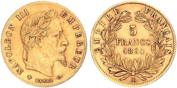 5 Франк Second French Empire (1852-1870) Золото Наполеон ІІІ Бонапарт (1808-1873)