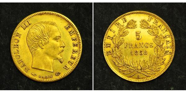 5 Франк Second French Empire (1852-1870) Золото Наполеон ІІІ Бонапарт (1808-1873)