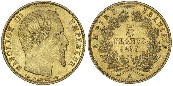 5 Франк Second French Empire (1852-1870) Золото Наполеон ІІІ Бонапарт (1808-1873)