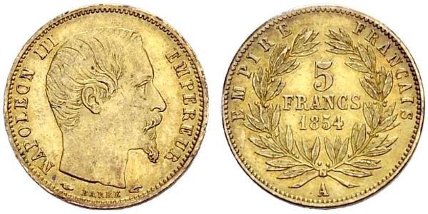 5 Франк Second French Empire (1852-1870) Золото Наполеон ІІІ Бонапарт (1808-1873)