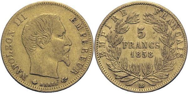 5 Франк Second French Empire (1852-1870) Золото Наполеон ІІІ Бонапарт (1808-1873)