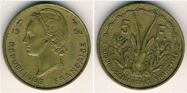 5 Франк Французская Западная Африка (1895-1958) Латунь 