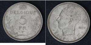 5 Франк Бельгия Никель Леопольд III (король Бельгии)