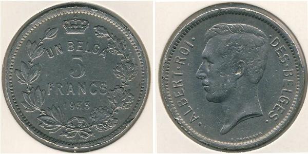 5 Франк Бельгия Никель Альберт I (король Бельгии) (1875 - 1934)
