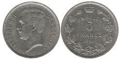 5 Франк Бельгія Нікель Альберт I (король Бельгії)(1875 - 1934)