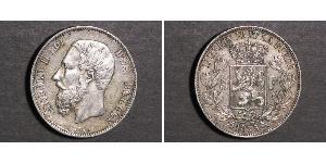5 Франк Бельгия Серебро Леопольд II (1835 - 1909)