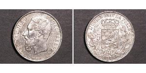 5 Франк Бельгия Серебро Леопольд II (1835 - 1909)