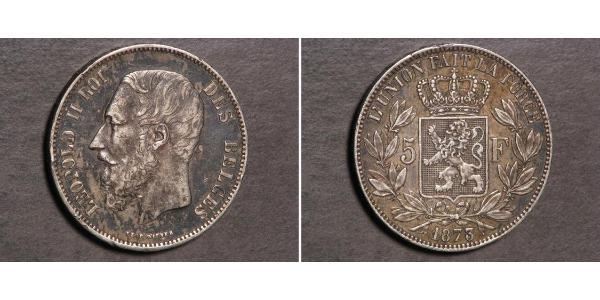 5 Франк Бельгия Серебро Леопольд II (1835 - 1909)