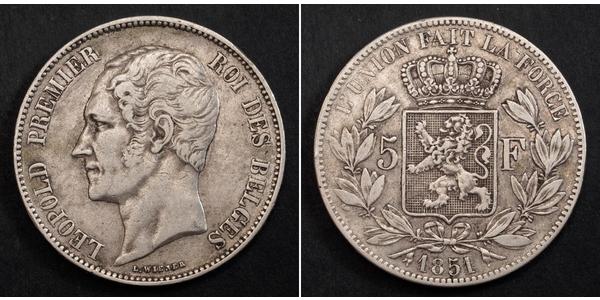 5 Франк Бельгия Серебро Леопольд I (король Бельгии) (1790-1865)