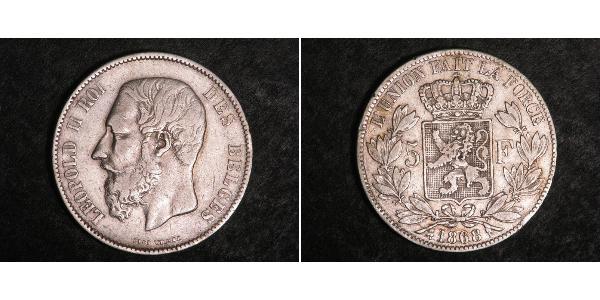 5 Франк Бельгия Серебро Леопольд II (1835 - 1909)