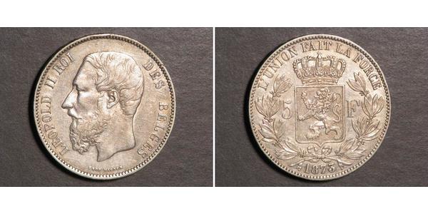 5 Франк Бельгия Серебро Леопольд II (1835 - 1909)