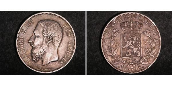 5 Франк Бельгия Серебро Леопольд II (1835 - 1909)