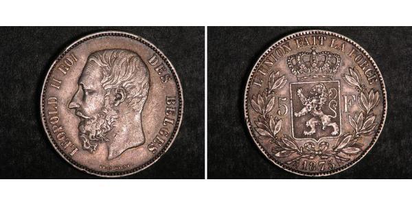 5 Франк Бельгия Серебро Леопольд II (1835 - 1909)
