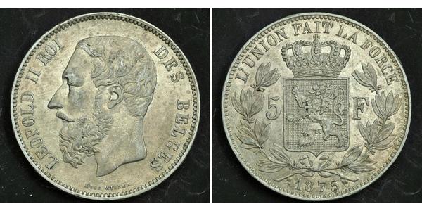 5 Франк Бельгия Серебро Леопольд II (1835 - 1909)