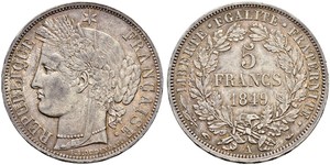 5 Франк Вторая французская республика (1848-1852) Серебро 