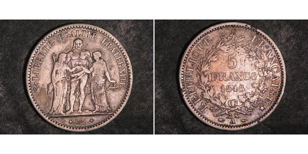 5 Франк Вторая французская республика (1848-1852) Серебро 