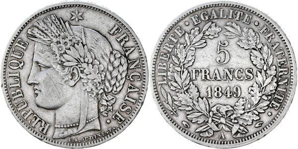 5 Франк Вторая французская республика (1848-1852) Серебро 