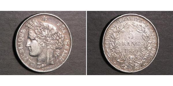 5 Франк Вторая французская республика (1848-1852) Серебро 