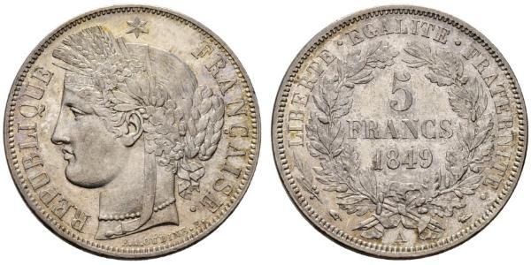 5 Франк Вторая французская республика (1848-1852) Серебро 