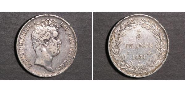 5 Франк Июльская монархия (1830-1848) Серебро Луи-Филипп I (1773 -1850)