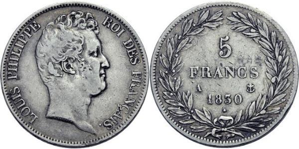 5 Франк Июльская монархия (1830-1848) Серебро Луи-Филипп I (1773 -1850)