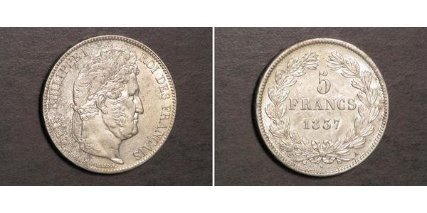 5 Франк Июльская монархия (1830-1848) / Франция Серебро Луи-Филипп I (1773 -1850)