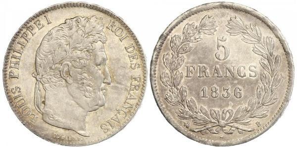 5 Франк Июльская монархия (1830-1848) / Франция Серебро Луи-Филипп I (1773 -1850)