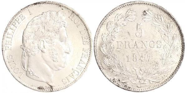 5 Франк Июльская монархия (1830-1848) / Франция Серебро Луи-Филипп I (1773 -1850)