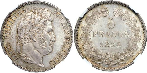 5 Франк Июльская монархия (1830-1848) / Франция Серебро Луи-Филипп I (1773 -1850)