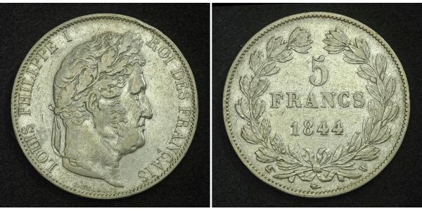 5 Франк Июльская монархия (1830-1848) / Франция Серебро Луи-Филипп I (1773 -1850)