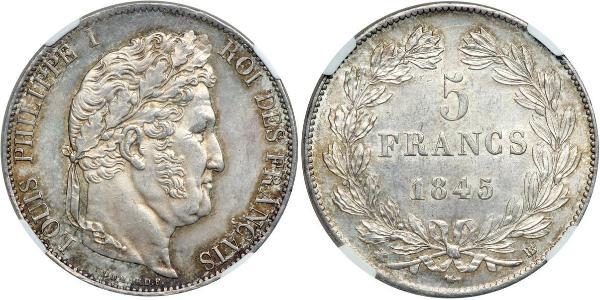 5 Франк Июльская монархия (1830-1848) / Франция Серебро Луи-Филипп I (1773 -1850)