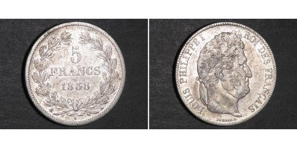 5 Франк Июльская монархия (1830-1848) / Франция Серебро Луи-Филипп I (1773 -1850)