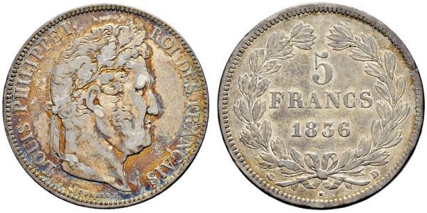 5 Франк Июльская монархия (1830-1848) / Франция Серебро Луи-Филипп I (1773 -1850)
