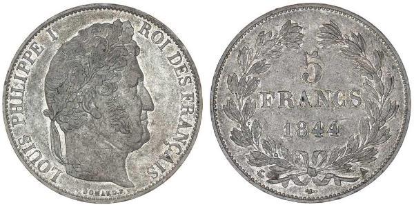 5 Франк Июльская монархия (1830-1848) / Франция Серебро Луи-Филипп I (1773 -1850)