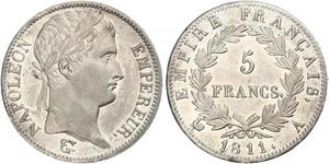 5 Франк Первая Французская империя (1804-1814) Серебро Наполеон I(1769 - 1821)