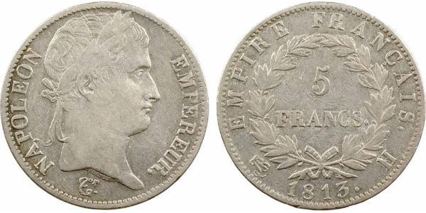 5 Франк Первая Французская империя (1804-1814) Серебро Наполеон I(1769 - 1821)