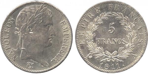 5 Франк Первая Французская империя (1804-1814) Серебро Наполеон I(1769 - 1821)