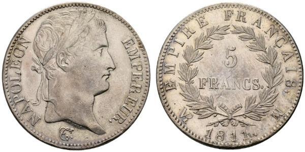 5 Франк Первая Французская империя (1804-1814) Серебро Наполеон I(1769 - 1821)
