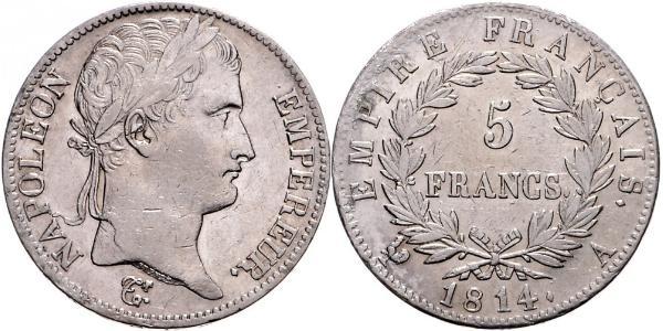 5 Франк Первая Французская империя (1804-1814) Серебро Наполеон I(1769 - 1821)