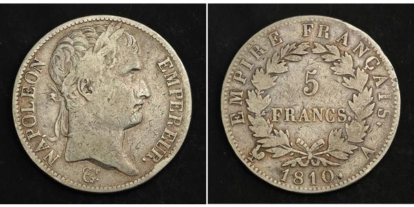 5 Франк Первая Французская империя (1804-1814) Серебро Наполеон I(1769 - 1821)
