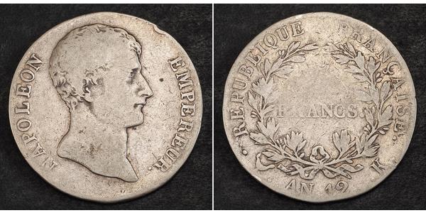 5 Франк Первая Французская империя (1804-1814) Серебро Наполеон I(1769 - 1821)