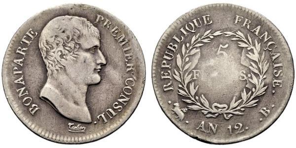 5 Франк Первая Французская империя (1804-1814) Серебро Наполеон I(1769 - 1821)
