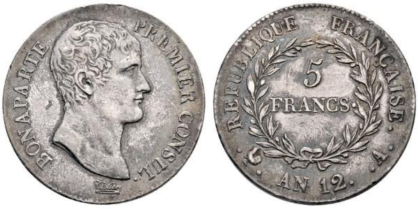 5 Франк Первая Французская империя (1804-1814) Серебро Наполеон I(1769 - 1821)