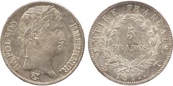5 Франк Первая Французская империя (1804-1814) Серебро Наполеон I(1769 - 1821)