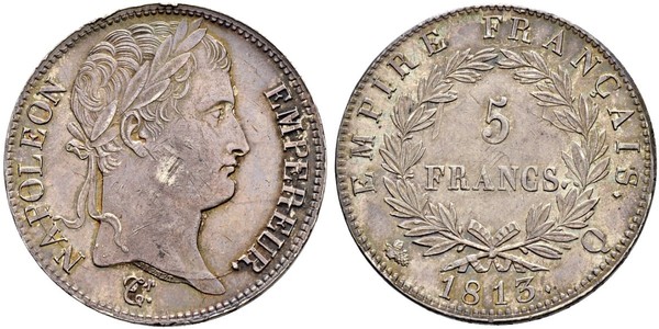5 Франк Первая Французская империя (1804-1814) Серебро Наполеон I(1769 - 1821)